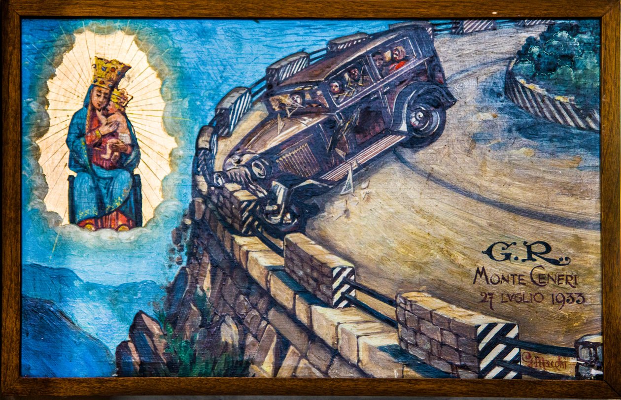 Votiivikuva pyhiinvaelluskirkossa Madonna del Sassoon Locarno, Ticino, Sveitsi, Locarno, Ticino, Sveitsi, Eurooppa (kuva) tekijältä Unbekannter Künstler