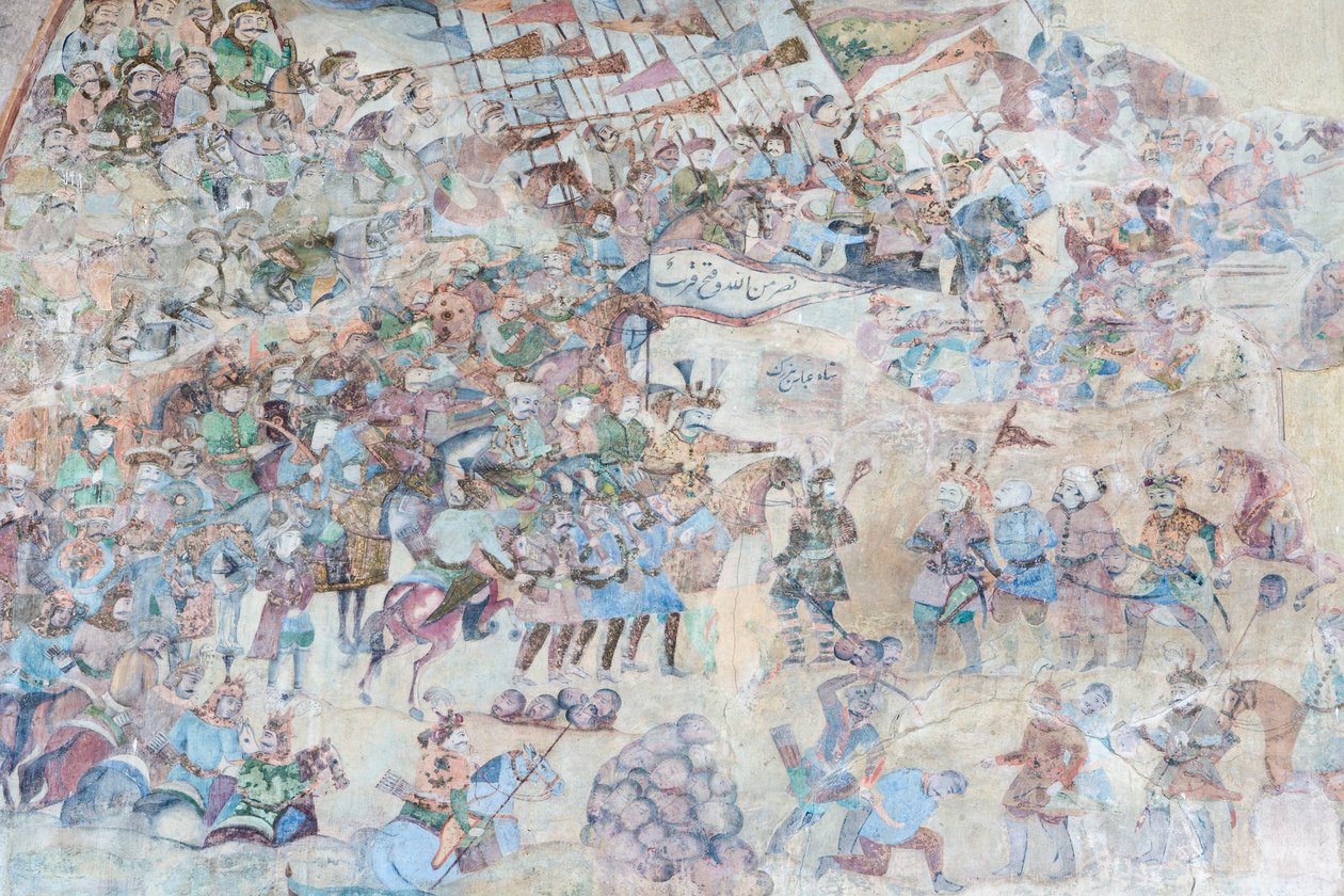 Seinämaalauksia Qeysarieh-portaalissa, Naqsh-e Jahan Imam Square, Esfahan, Iran (fresko) tekijältä Unbekannter Künstler