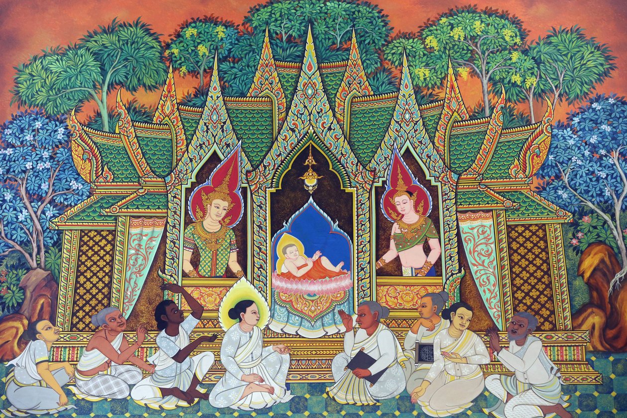 Wat Ananda Metyarama Thaimaan buddhalainen temppeli. Siddhartha Gautaman (tunnetaan yleisesti nimellä Buddha) syntymä, 20160818, Singapore, Singapore tekijältä Unbekannt