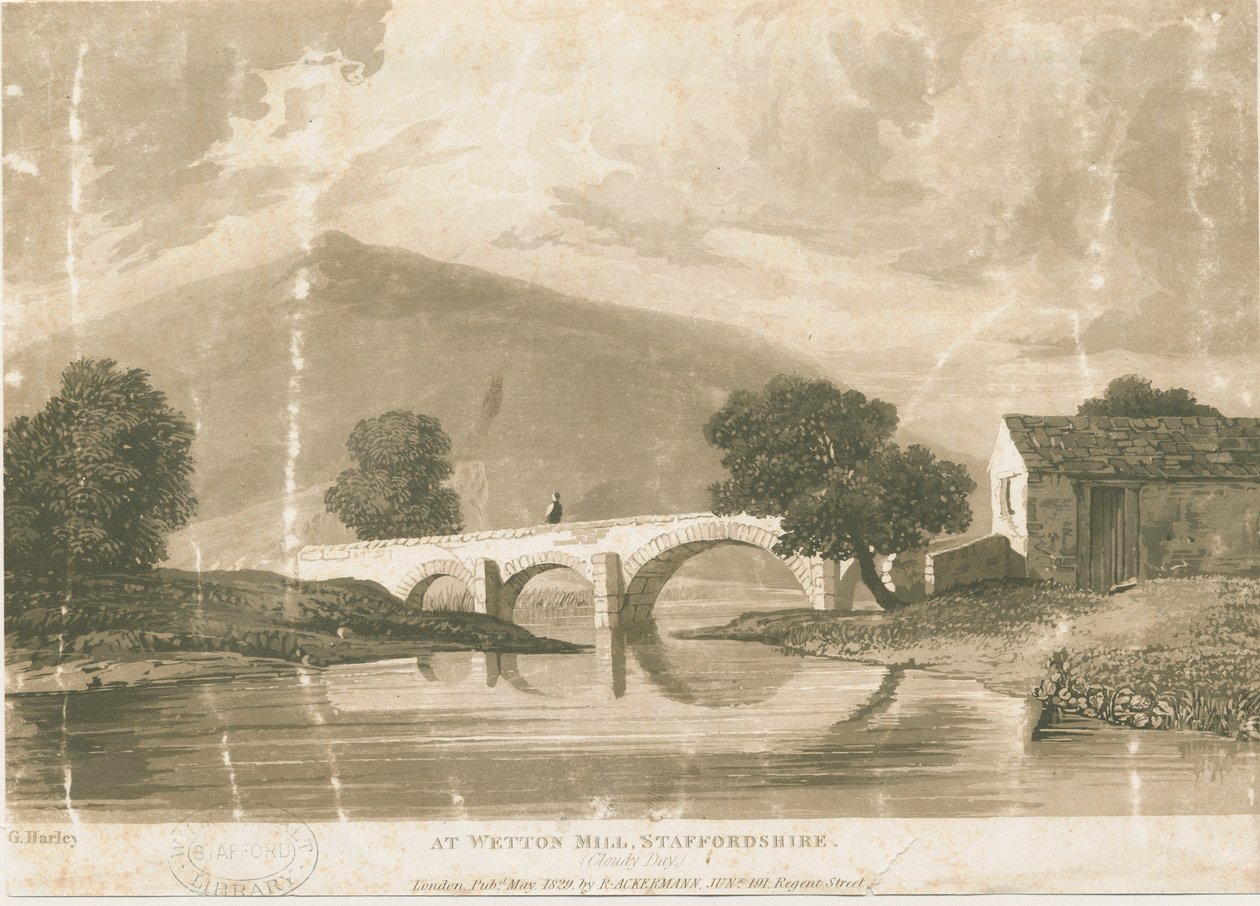 Wetton Mill: akvatintakaiverrus, nd [c 1829] tekijältä Unbekannt
