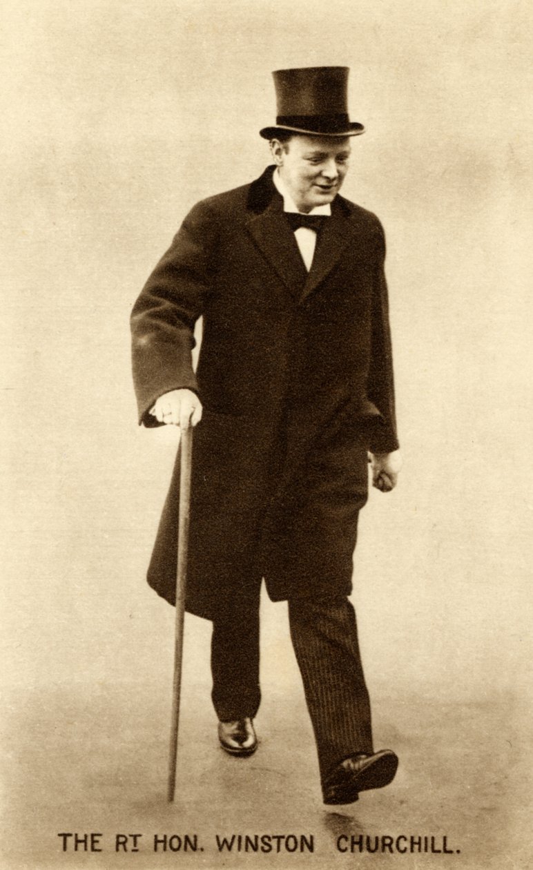 Winston Churchill vierailee pääministeri Herbert Henry Asquithin luona maanantaina 26. 1914 (b/w kuva) tekijältä Unbekannter Künstler