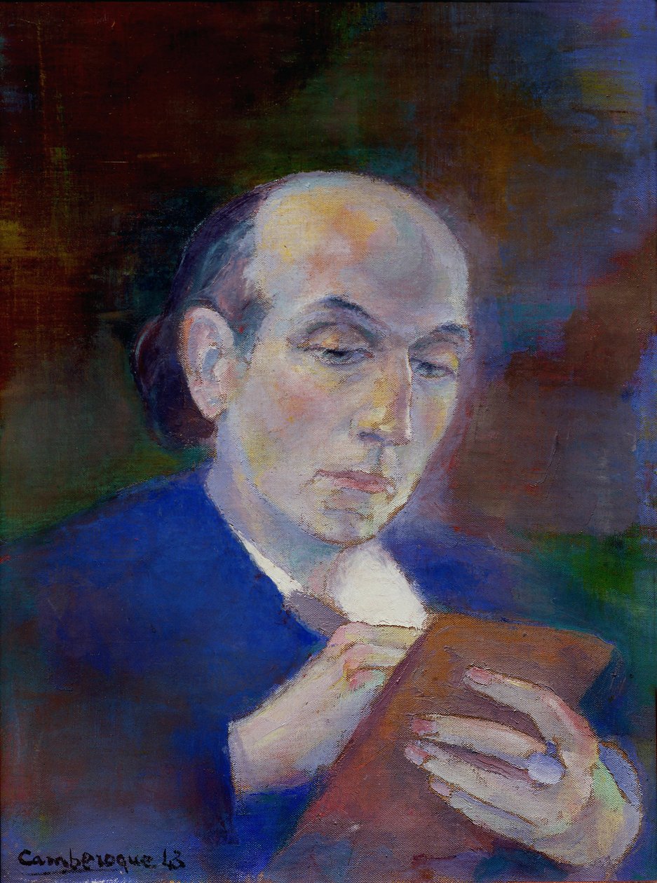 Kirjailija ja runoilija Joe Bousquet (1897-1950) huoneessaan Carcassonnessa (Aude). Runoilija on edustava kirjoittaja, makaa sängyssä. Jean Camberoquen muotokuva (1917-2001) tekijältä Unbekannter Künstler