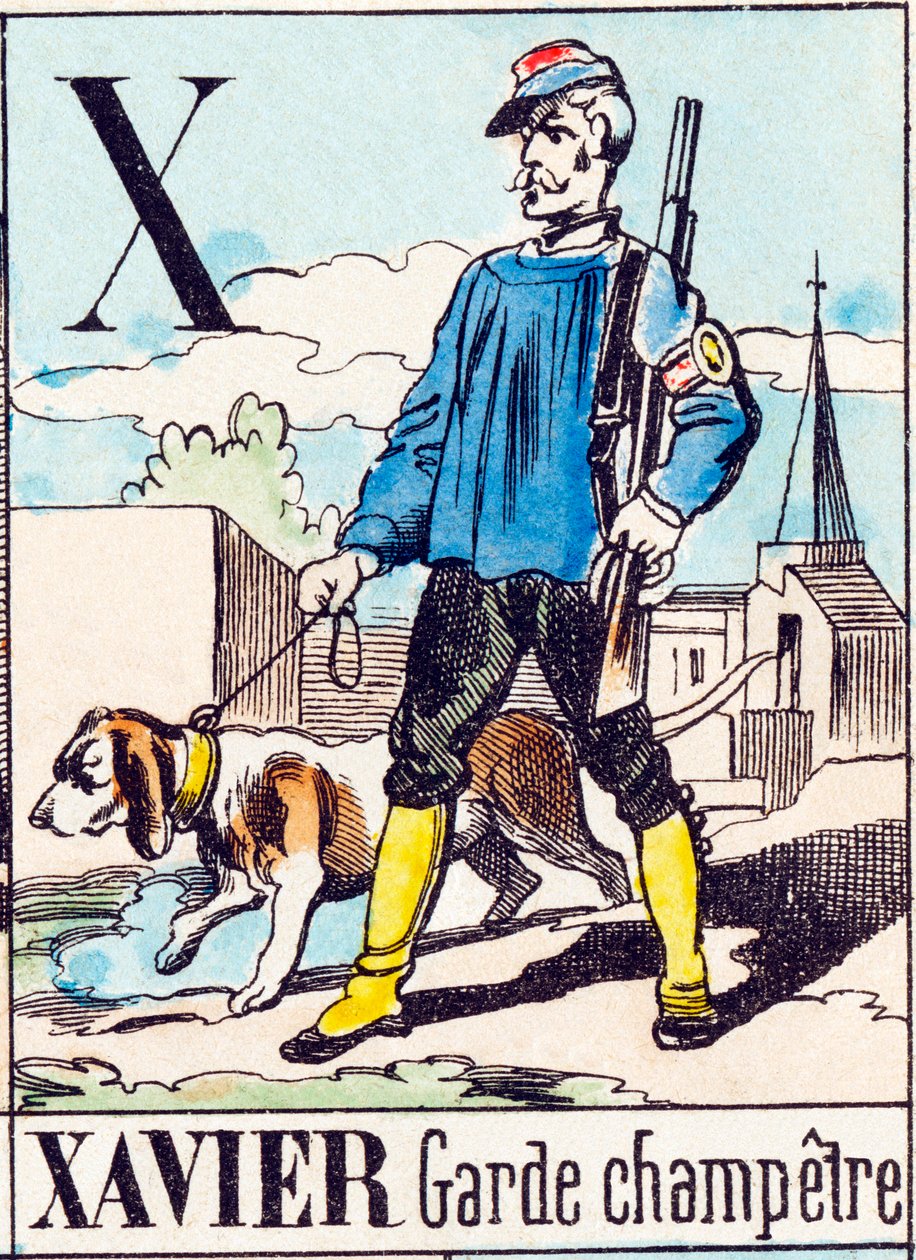X Xavier Garde Champetre - "Matalon aakkoset" 1800-luvun loppu (kaiverrus) tekijältä Unbekannt