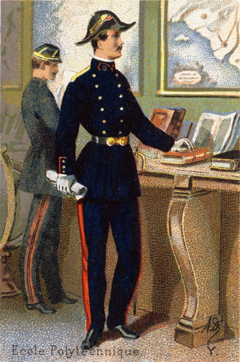 Y: Ammattikorkeakoulu. Kaiverrus "Military Alphabet" -kirjaimella. Kuvittajan nimikirjaimet: A. D. Tuntematon kustantaja. Kromolitografiat 1800-luvun lopulla. Mitat: 10,5 x 7 cm. tekijältä Unbekannt