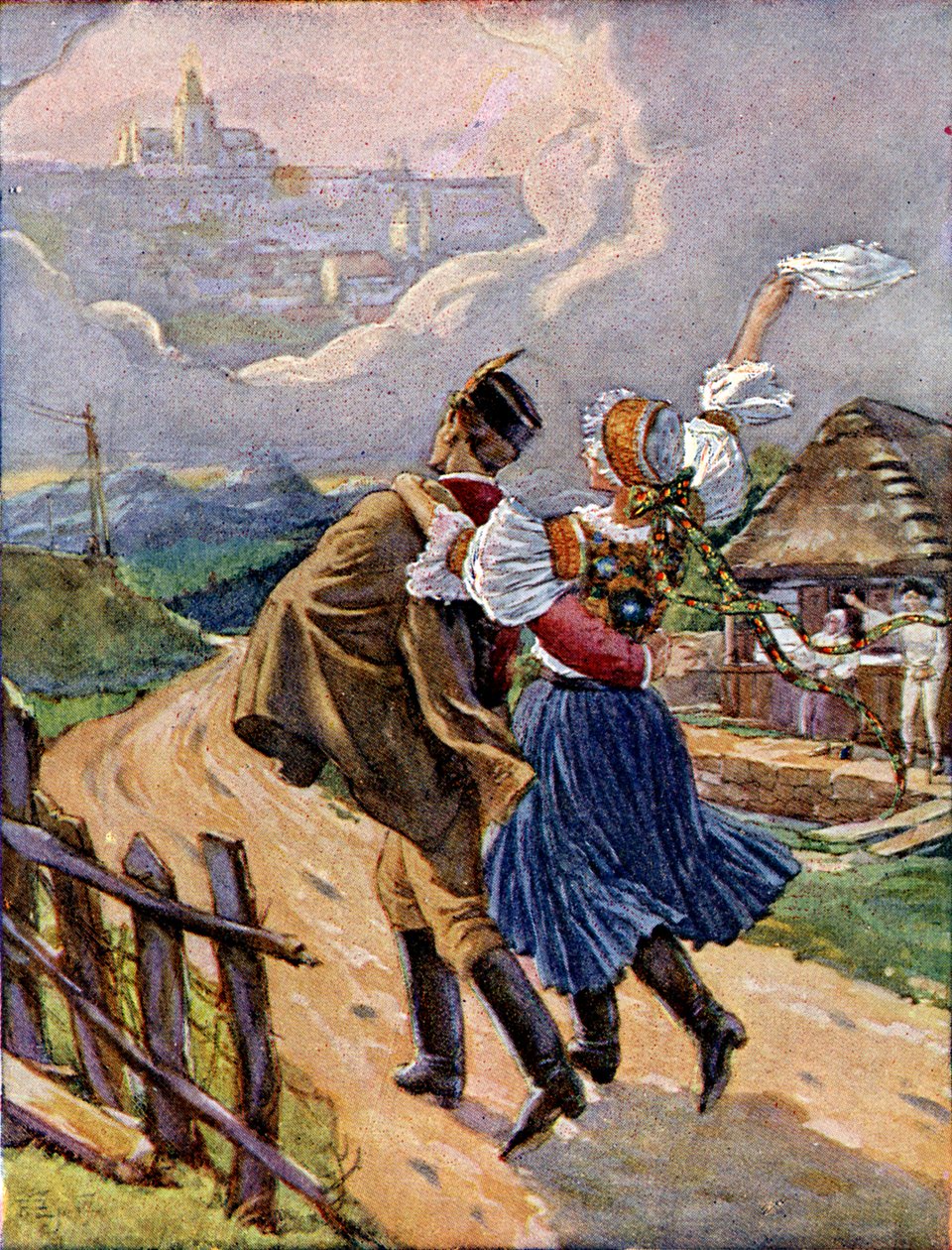 Nuori tšekkiläinen pariskunta kansallispuvussa, n.1920 tekijältä Unbekannter Künstler