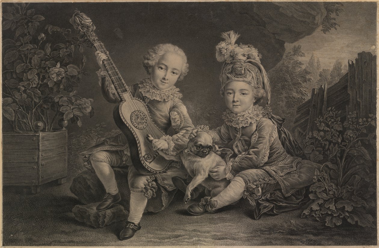 Crianças brincando, Paris, c.1775 (gravura) finlandês tekijältä Unbekannter Künstler