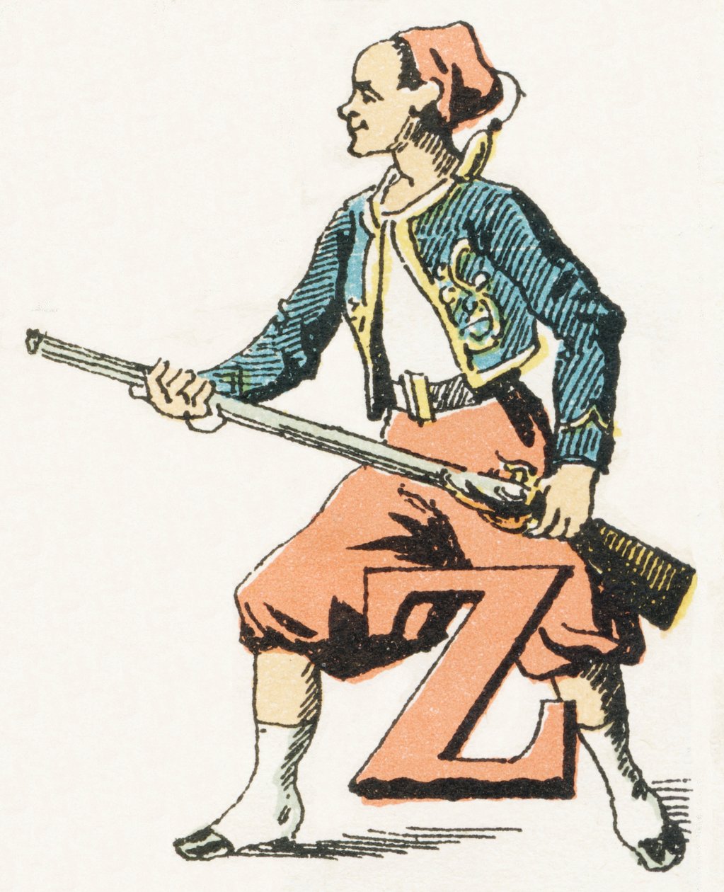 Z - Zouave - Lapselliset aakkoset, painokset Gordinne 1920 (kaiverrus) tekijältä Unbekannt
