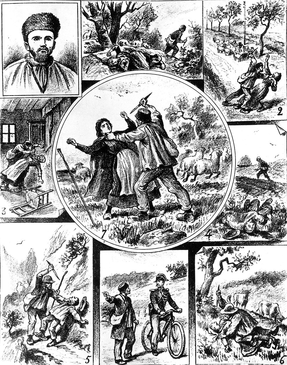Vacherin tapaus, Ranskassa 1800-luvun lopulla, yksi ensimmäisistä sarjamurhaajista, vuosina 1895-1898, kaiverrus tekijältä Unbekannt
