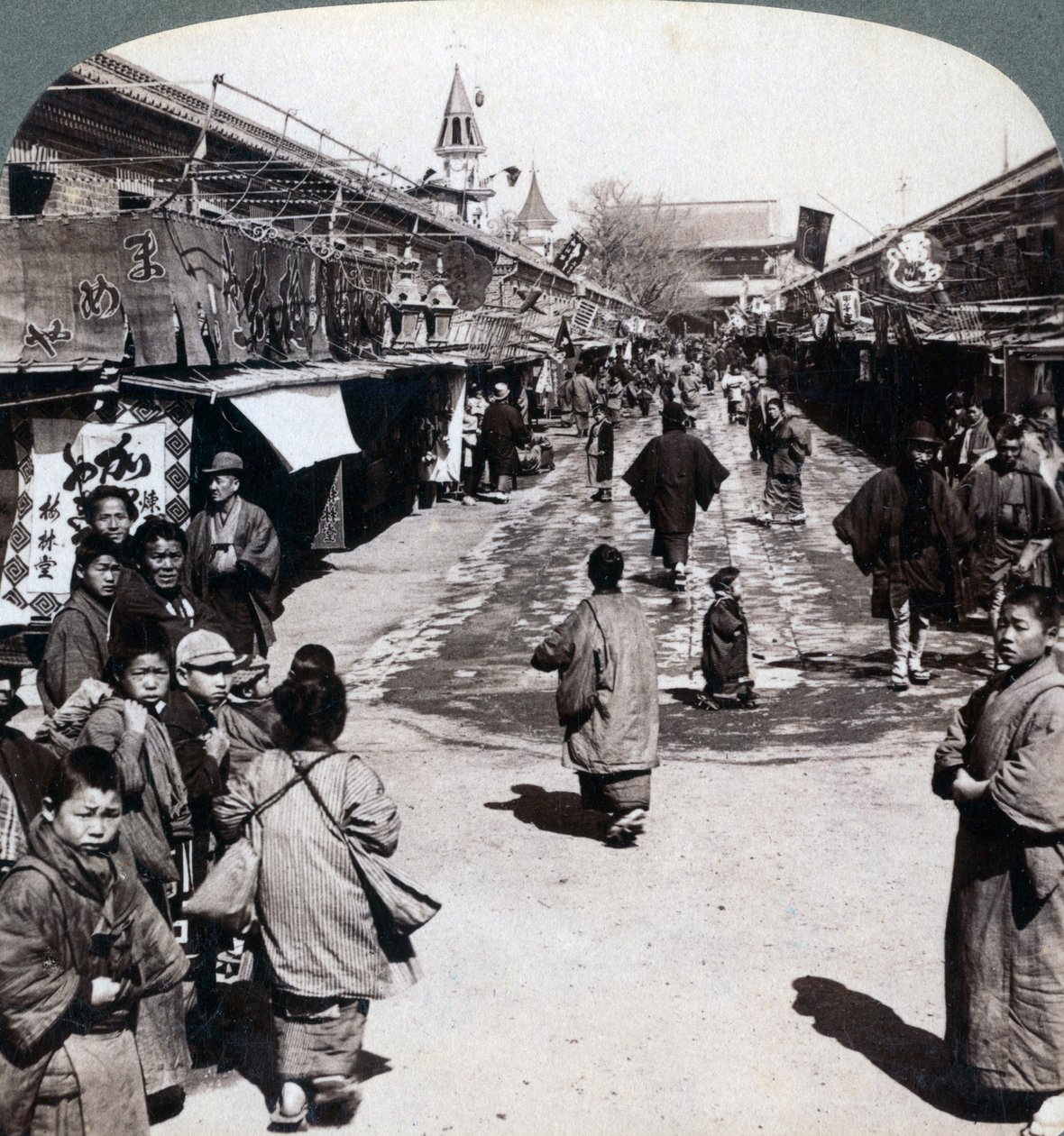 Asakusa Street, Tokio, Japani, 1896 tekijältä Underwood and Underwood