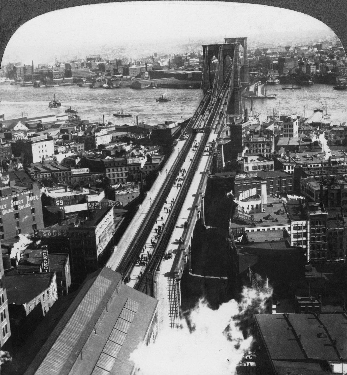 Brooklyn Bridge, New York City, New York, USA, 1800-luvun loppu tai 1900-luvun alku. tekijältä Underwood and Underwood