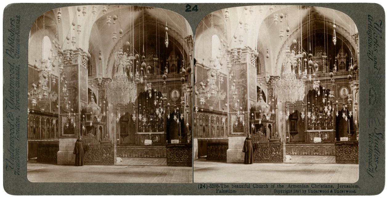 Armenian kristittyjen kirkko, Jerusalem, Palestiina, 1897. tekijältä Underwood and Underwood