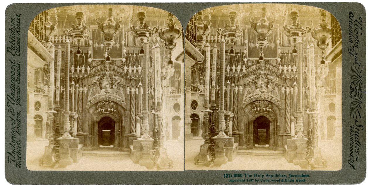 Pyhän haudan kirkko, Jerusalem, Palestiina, 1897. tekijältä Underwood and Underwood