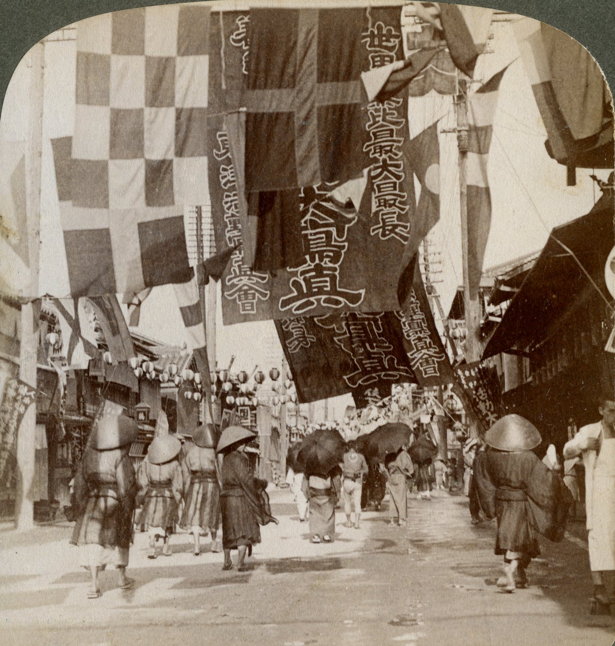 Dotombori tai Theatre Street, Osaka, Japani, 1904 tekijältä Underwood and Underwood