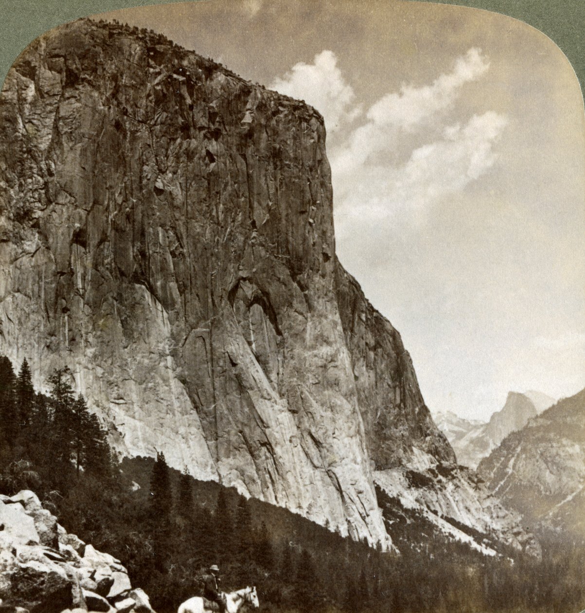 El Capitan ja Half Dome, Yosemite Valley, Kalifornia, Yhdysvallat, 1902 tekijältä Underwood and Underwood