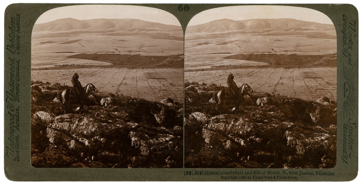 Gideonsin taistelukenttä ja Morehin kukkula Jezreelistä pohjoiseen, Palestiina, 1900. tekijältä Underwood and Underwood