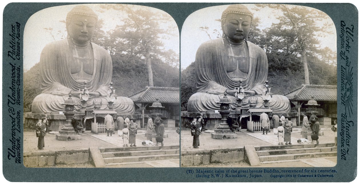 Suuri pronssinen Buddha, Kamakura, Japani, 1904 tekijältä Underwood and Underwood