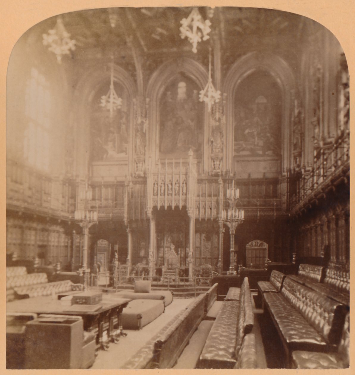 House of Lords, Houses of Parliament, Lontoo, Englanti, 1900. tekijältä Underwood and Underwood