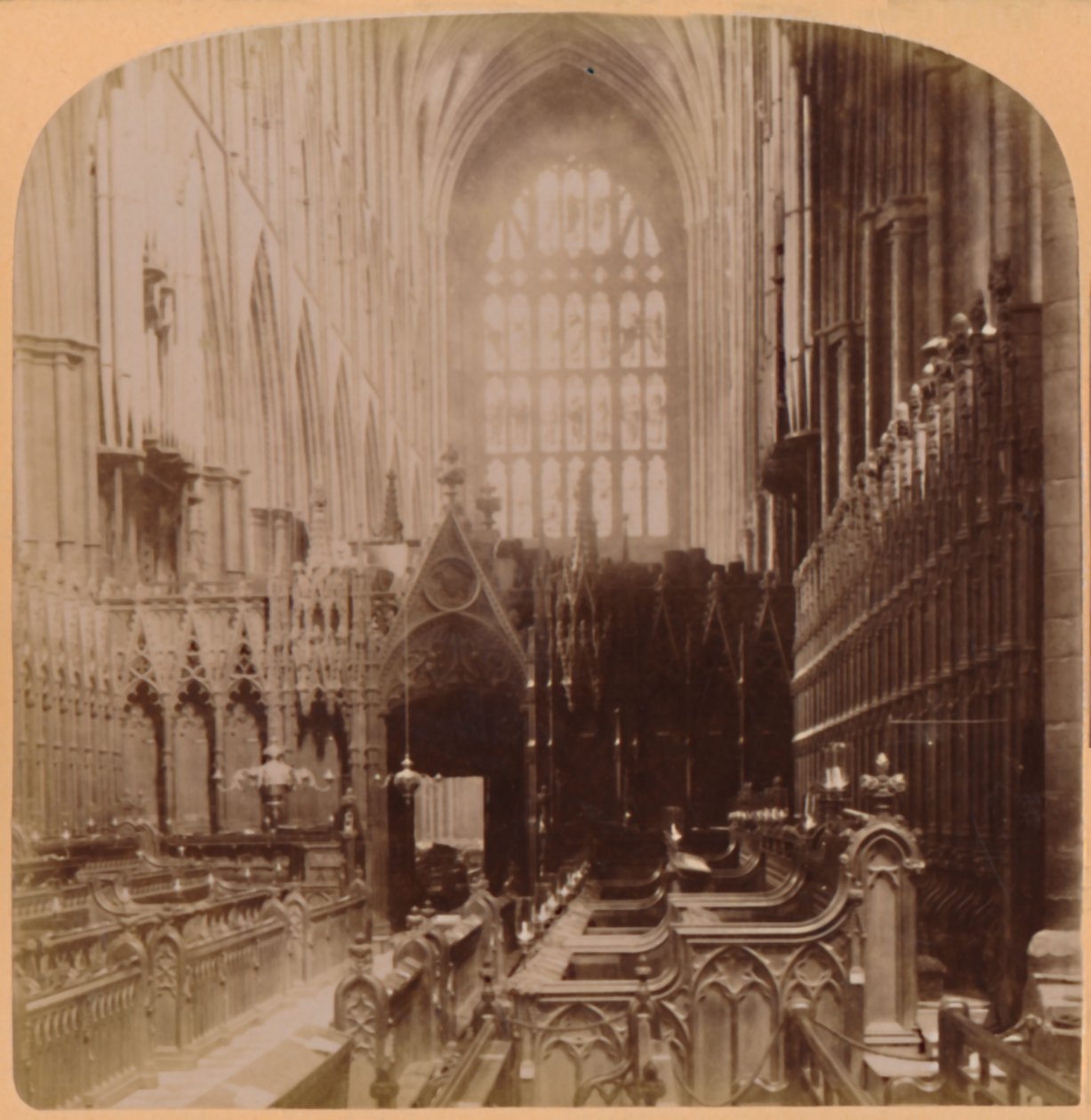 Westminster Abbeyn sisustus, Lontoo, Englanti, 1896. tekijältä Underwood and Underwood