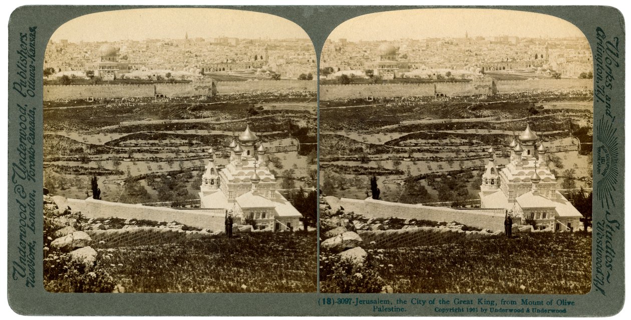 Jerusalem, nähtynä Öljymäeltä, Palestiina, 1901. tekijältä Underwood and Underwood