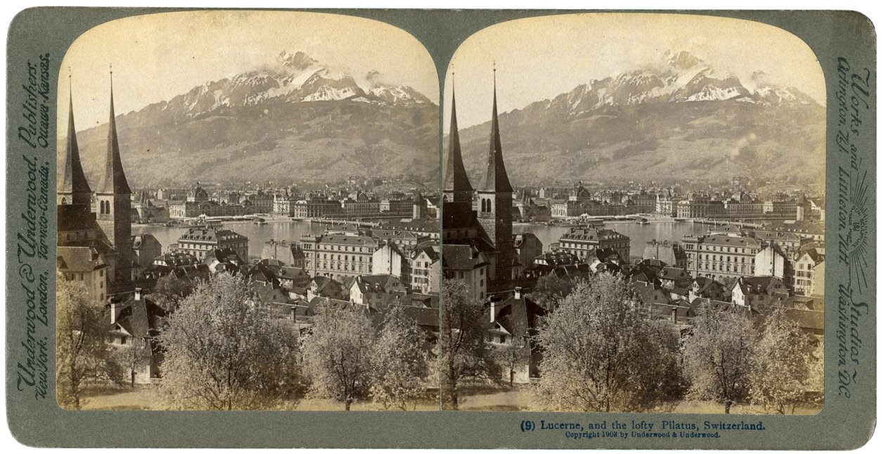 Luzern ja Pilatusvuori, Sveitsi, 1903. tekijältä Underwood and Underwood