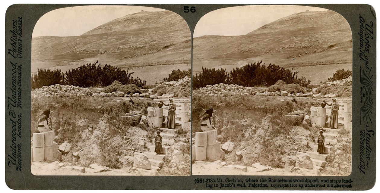 Gerizim-vuori, jossa samarialaiset palvoivat, Palestiina, 1900. tekijältä Underwood and Underwood