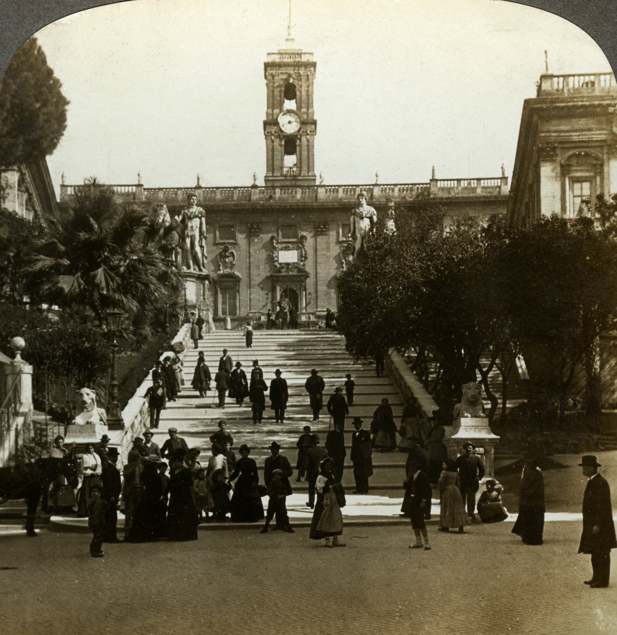Senaattorin palatsi, Piazza del Campidoglio, Capitoline Hill, Rooma, Italia. tekijältä Underwood and Underwood