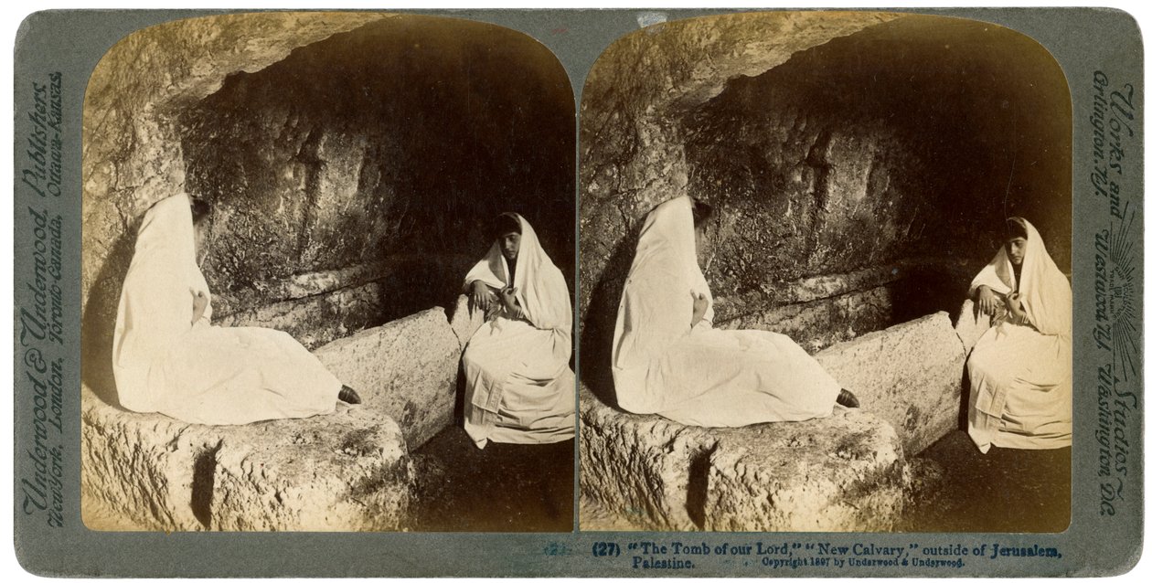 Jeesuksen hauta Jerusalemin ulkopuolella, Palestiina, 1897. tekijältä Underwood and Underwood