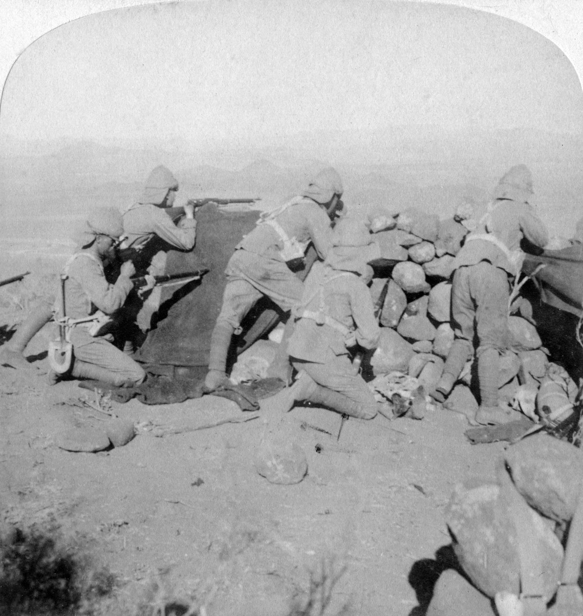 New Zealand Hillia puolustavat joukot, Slingersfontein, Etelä-Afrikka, 25. tammikuuta 1900. tekijältä Underwood and Underwood
