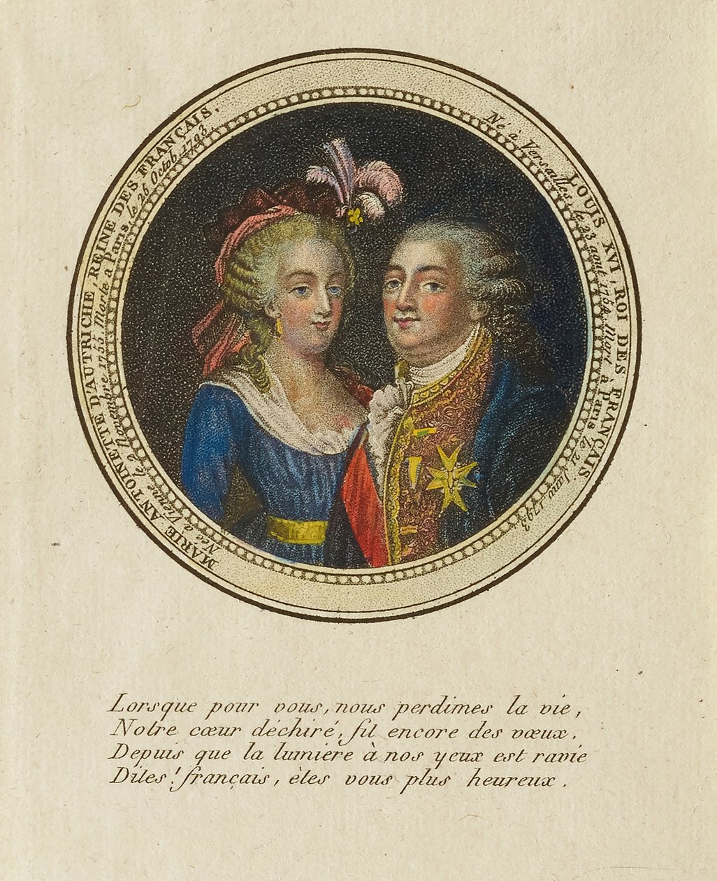 Itävallan Marie Antoinette, Ranskan kuningatar; Ludvig XVI, Ranskan kuningas. tekijältä Unidentified