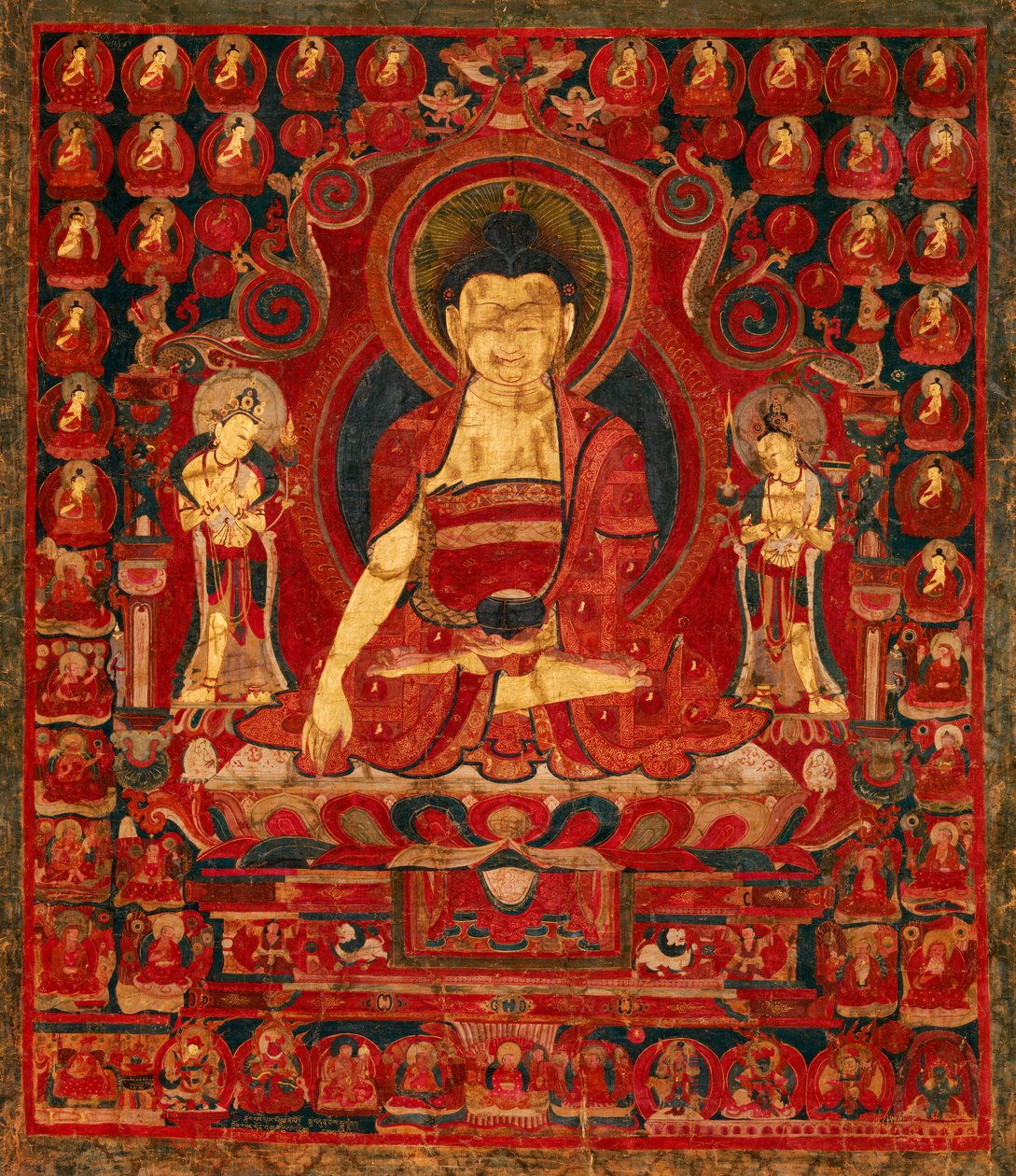Buddha Shakyamuni Munien herrana. Länsi -Tiibet (Guge). tekijältä Unknown
