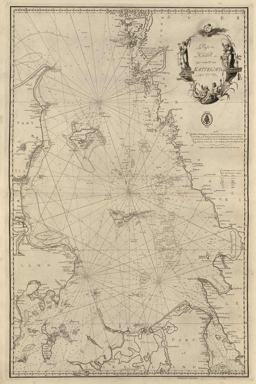 Kartta Nasjonalbibliotekets kartsamling. Karttaviseri Kattegat tekijältä Unknown