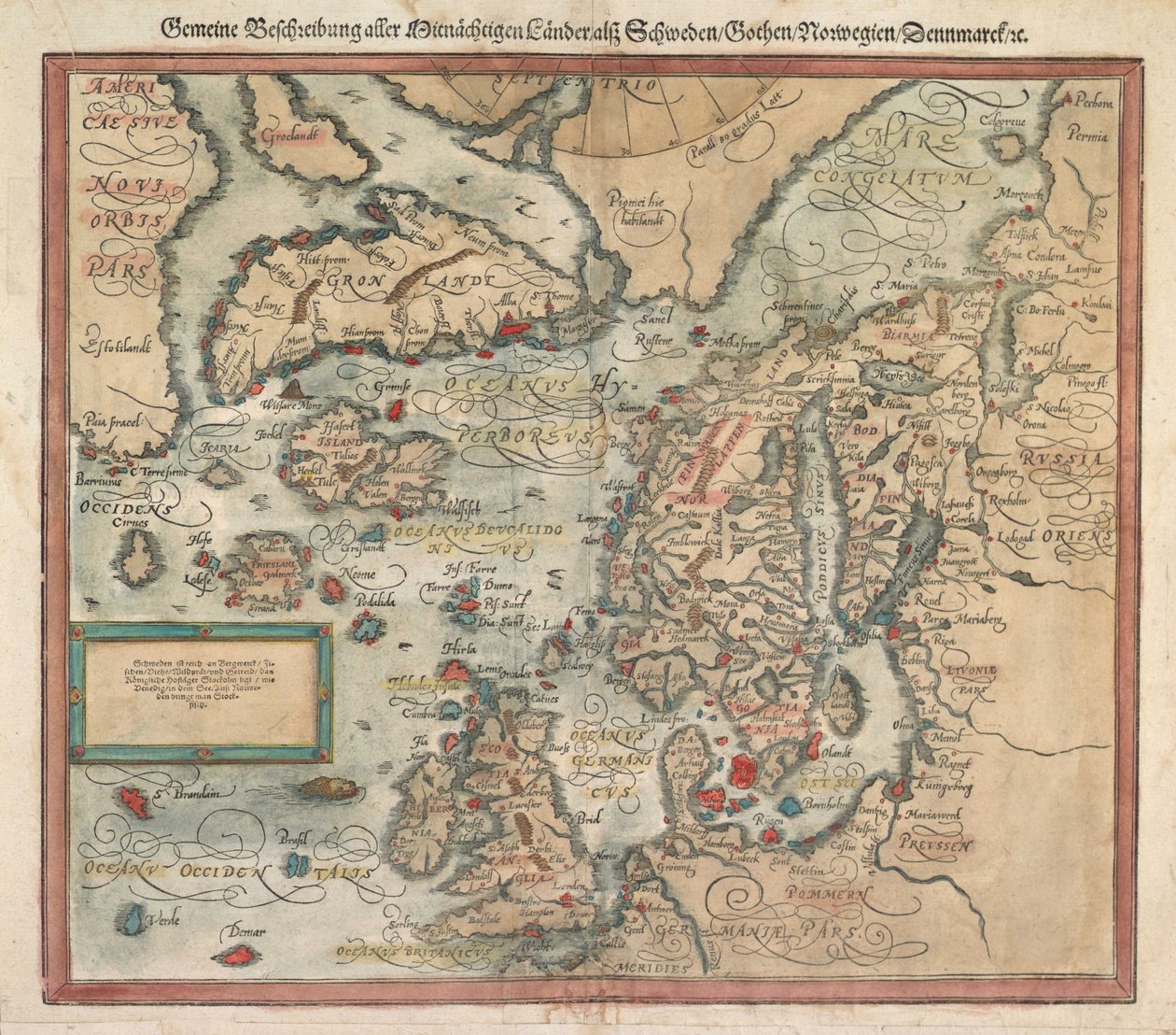 Islannin kartta noin vuonna 1588 tekijältä Unknown