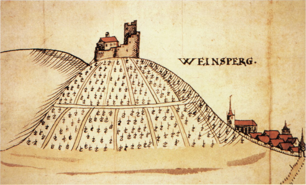 Weinsberg vuonna 1597. Osa Heilbronnin alueen karttaa tekijältä Unknown