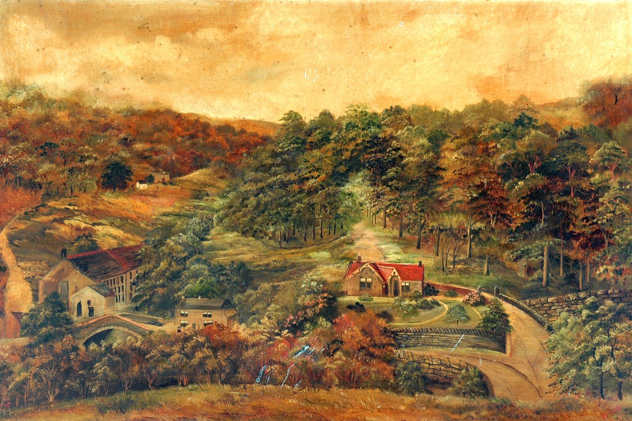 Talo ja mylly Rural Woodlandissa, n. 1880 tekijältä Unknown