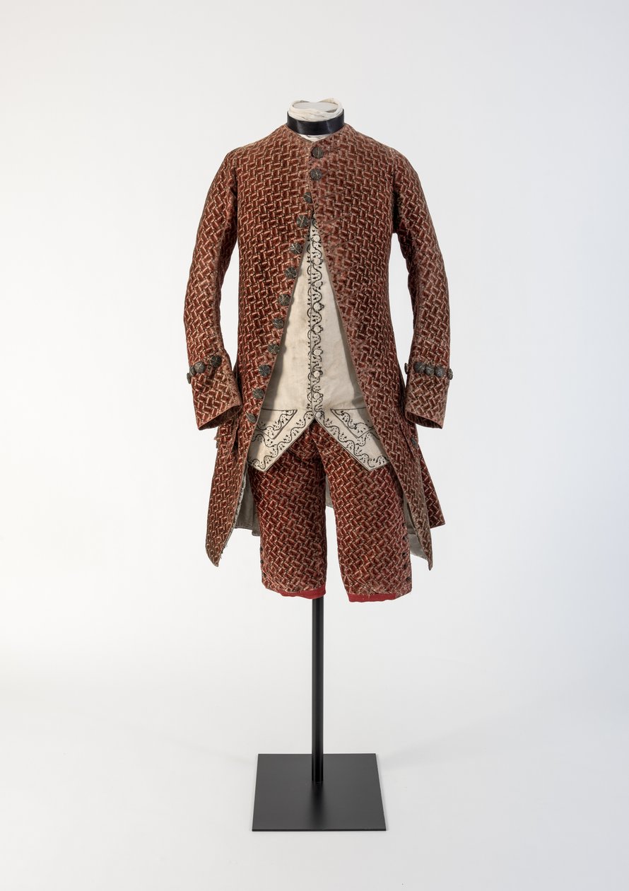 Miesten punainen kudottu samettitakki ja -housut, 1750-luku (sametti) tekijältä Unbekannt Unbekannt