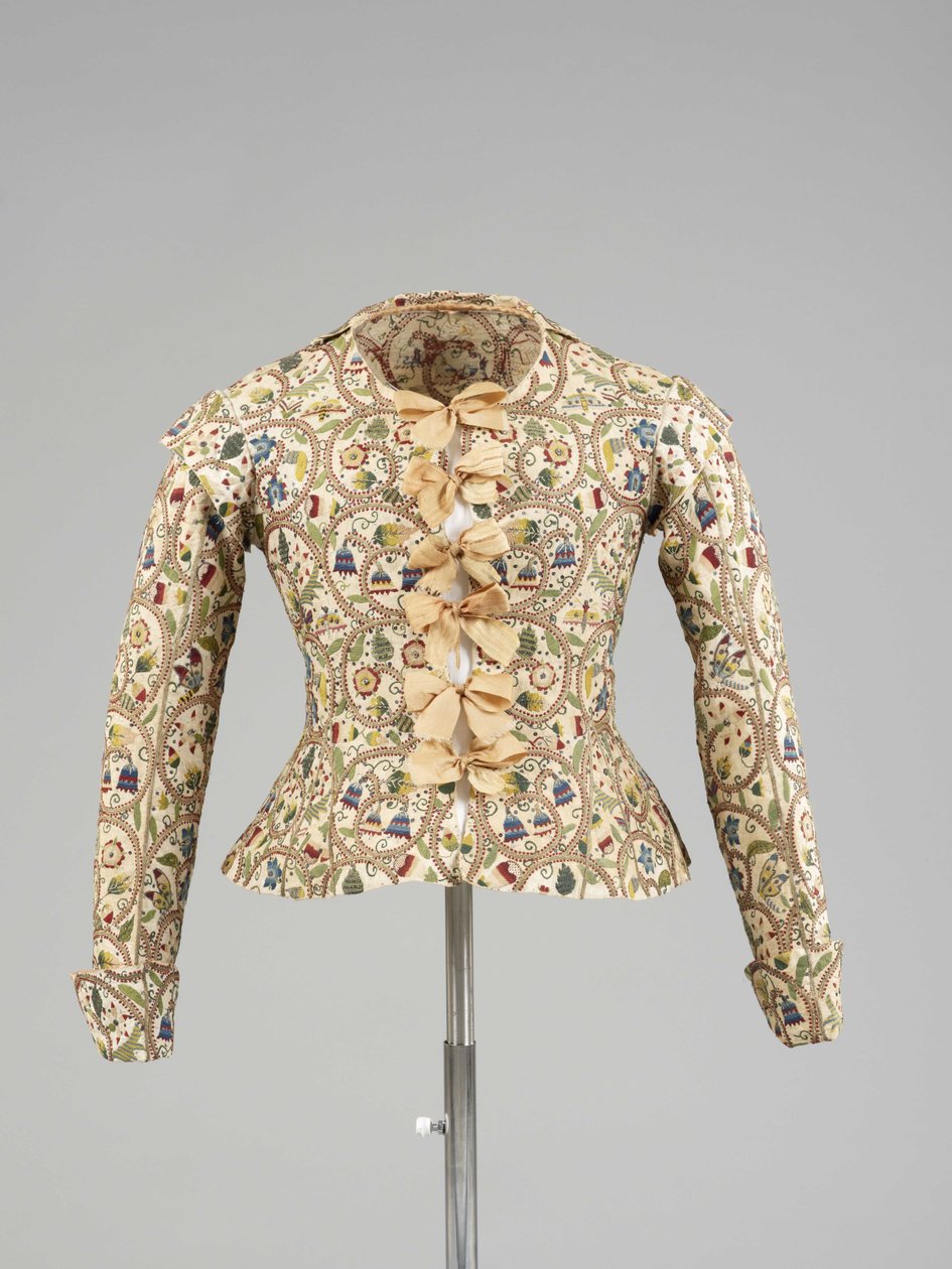 Moniväriset silkki- ja spangle-kirjailtu naisen liivit, 1610-luku (silkki) tekijältä Unbekannt Unbekannt