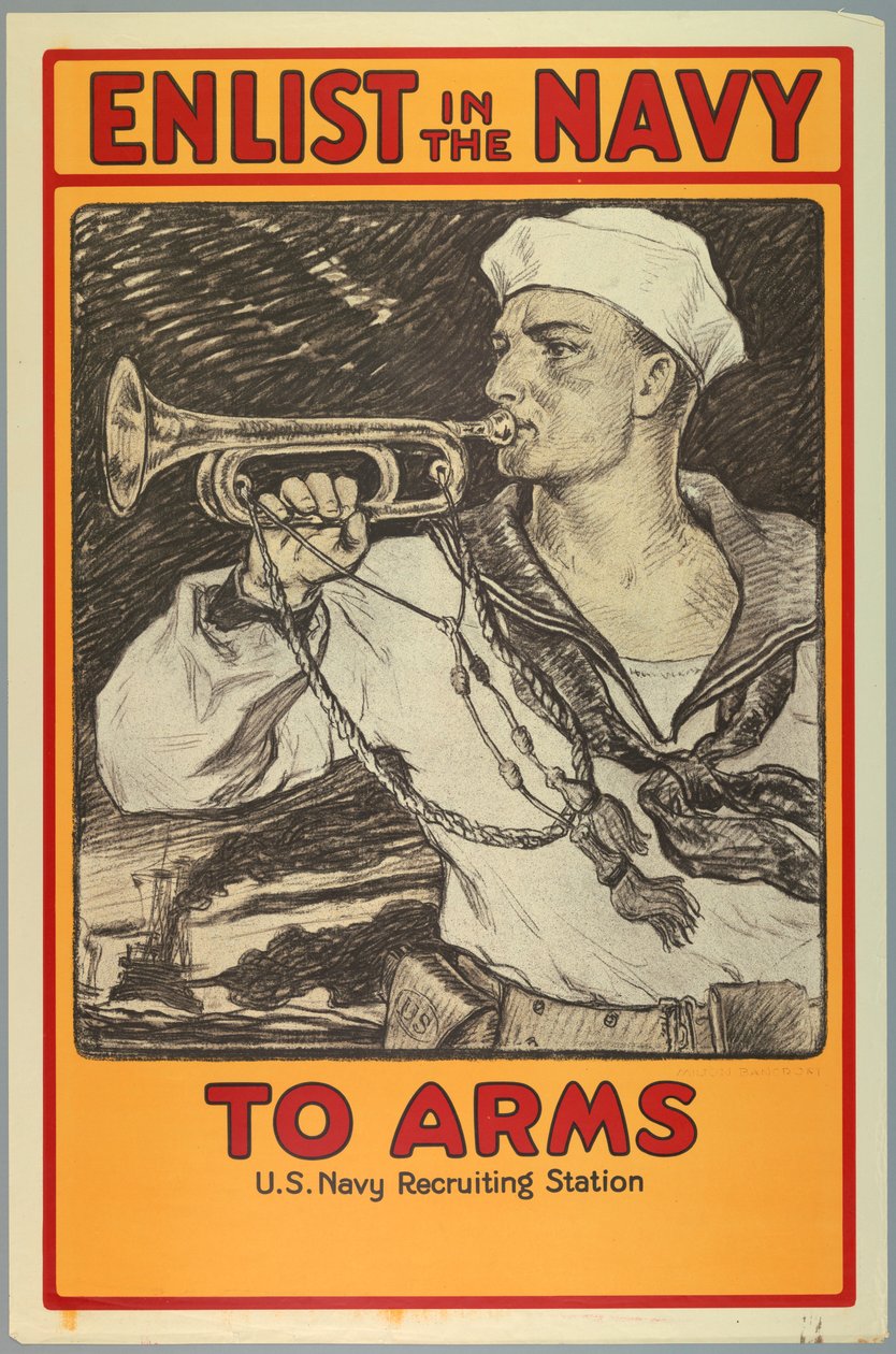 Juliste, ilmoittautua laivastolle, 1917 tekijältä Unknown