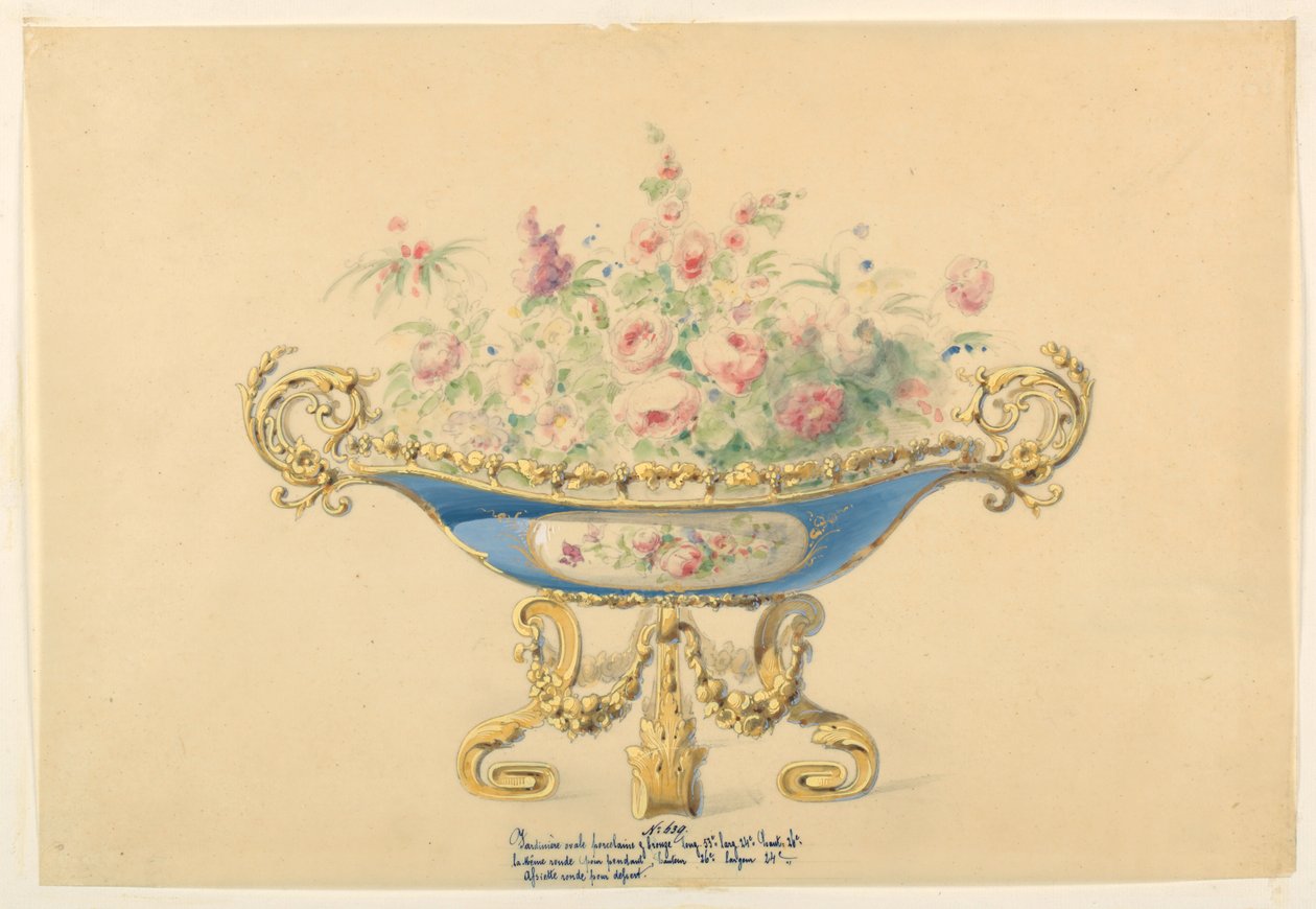 Piirustus, Jardiniere -suunnittelu, n. 1855 tekijältä Unknown
