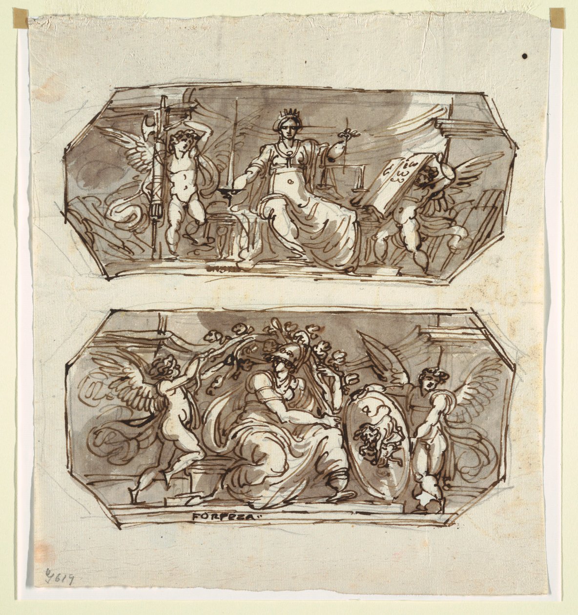 Piirustus, oikeudenmukaisuus ja voima, kahdessa kahdeksankulmiossa, 1812 tekijältä Unknown