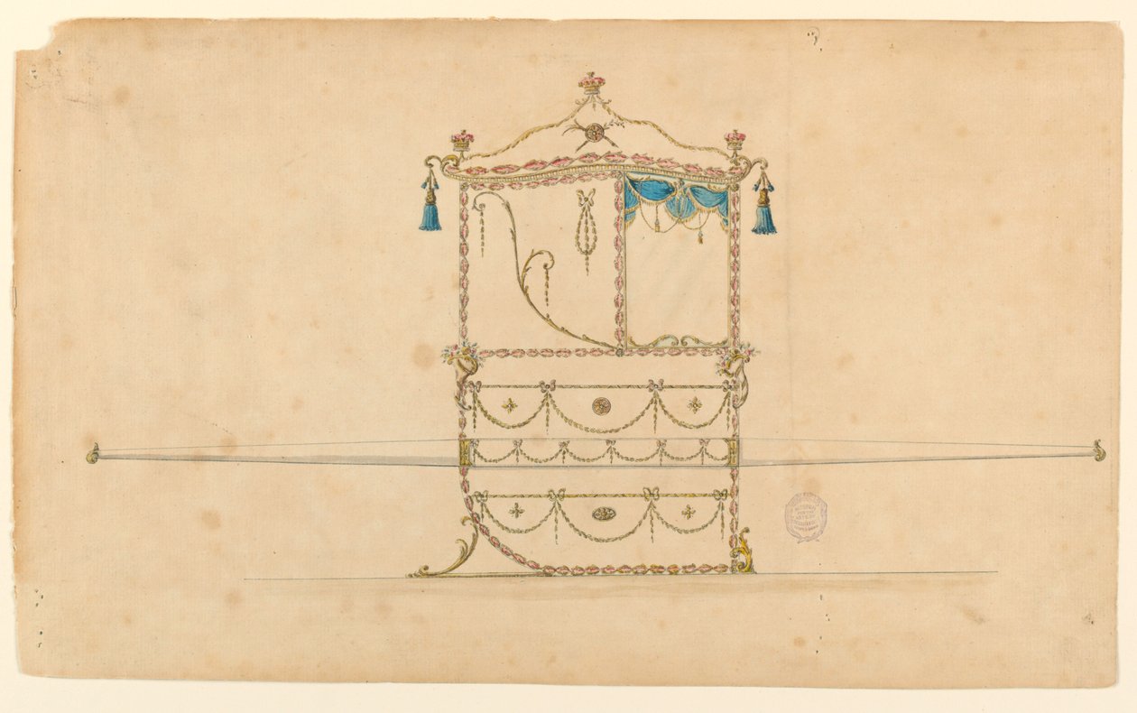Piirustus, Sedan -tuolin projekti, 1770–75 tekijältä Unknown