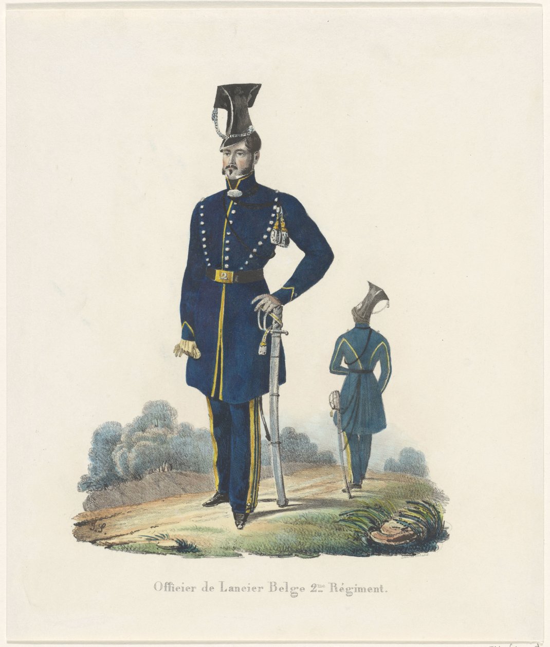 Belgialainen kaulanauha, 1830 Belgian Lancer 2. rykmentin upseeri (nimi esineessä) tekijältä Unknown