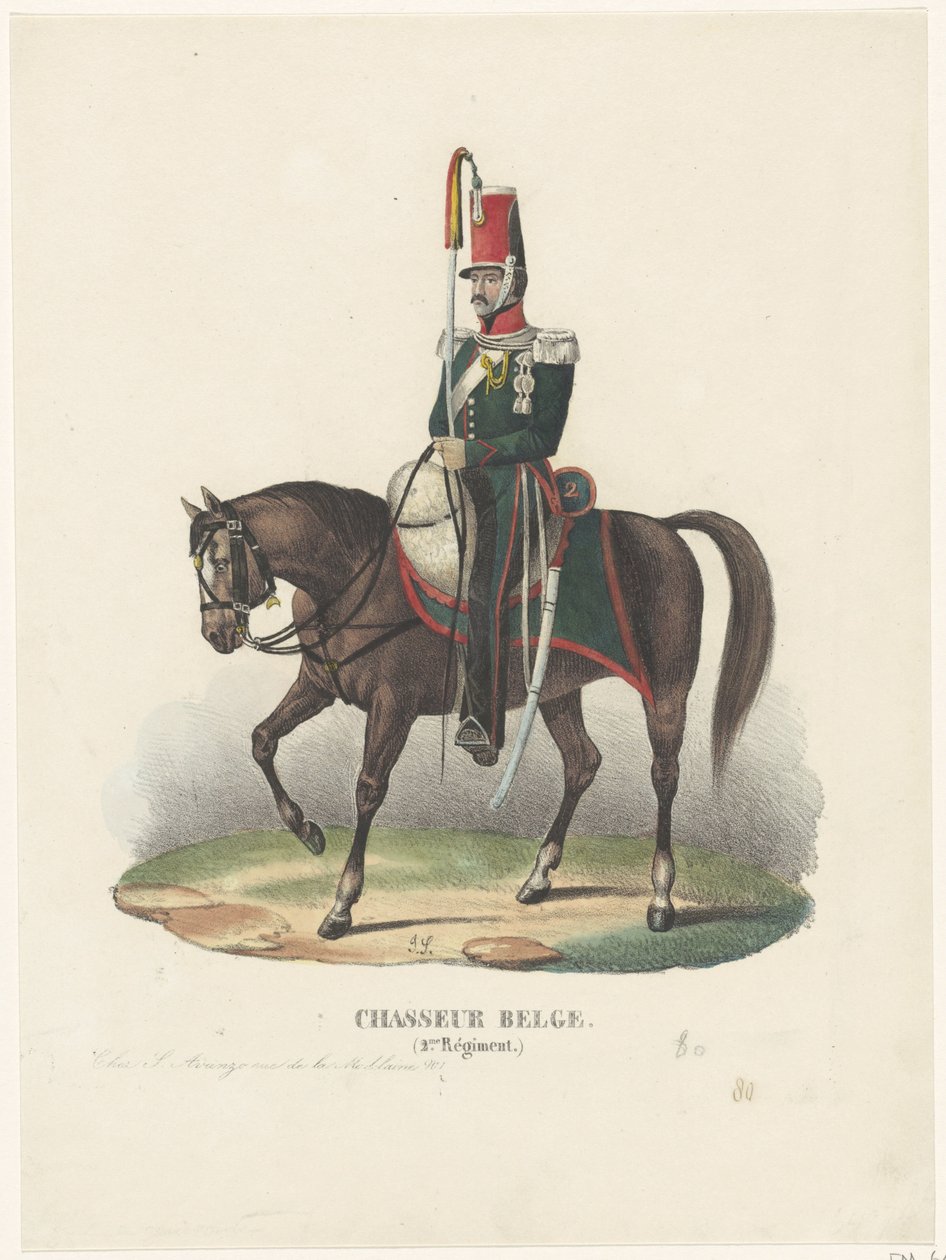 Belgialainen vapaaehtoinen metsästäjä, 1830 Chasseur Belge (2.me Régiment) (otsikko esineessä) tekijältä Unknown