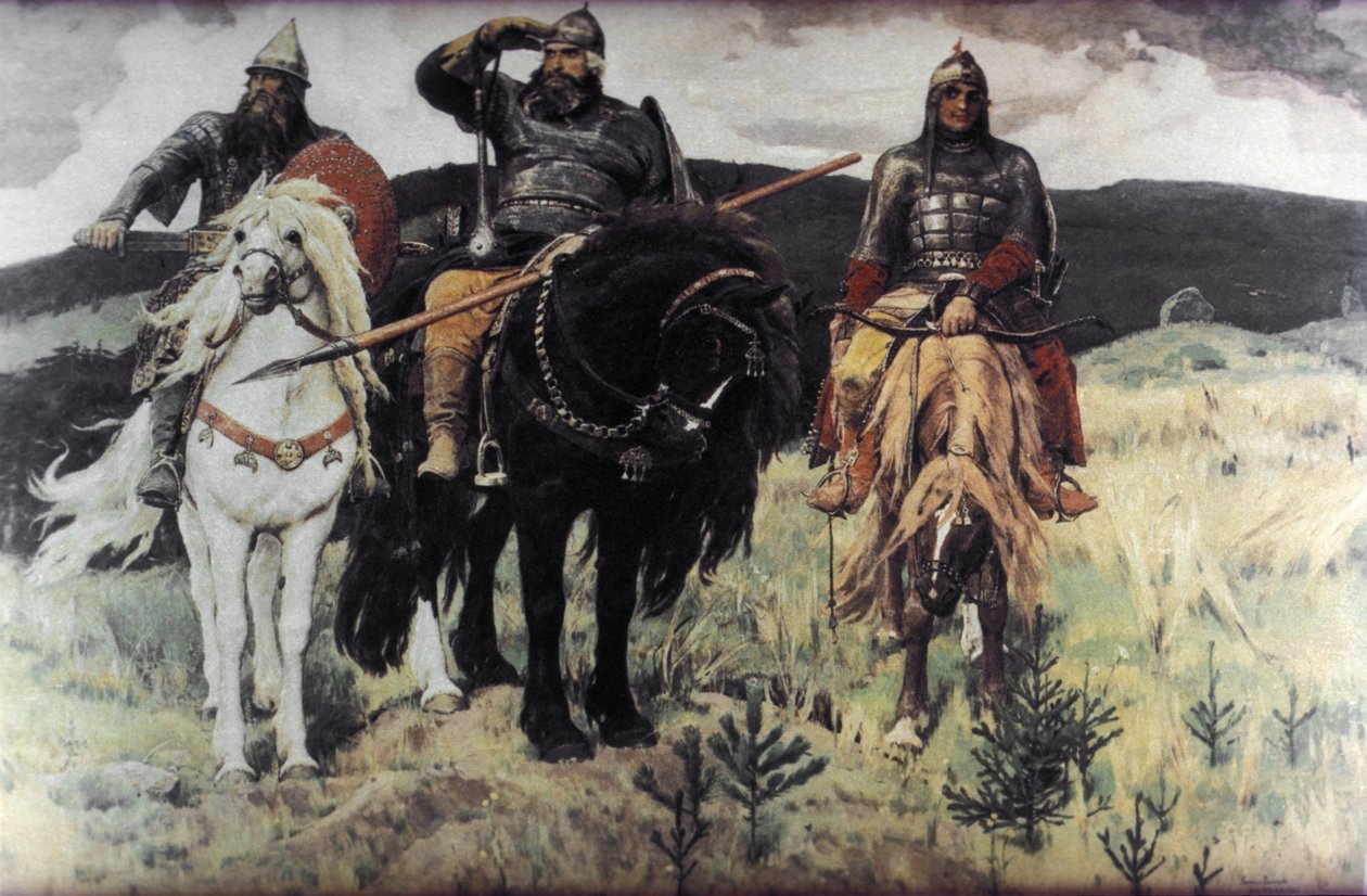 Viktor Mikhailovich Vasnetsovin Bogatyri (Sankarit), 1898. tekijältä Unknown