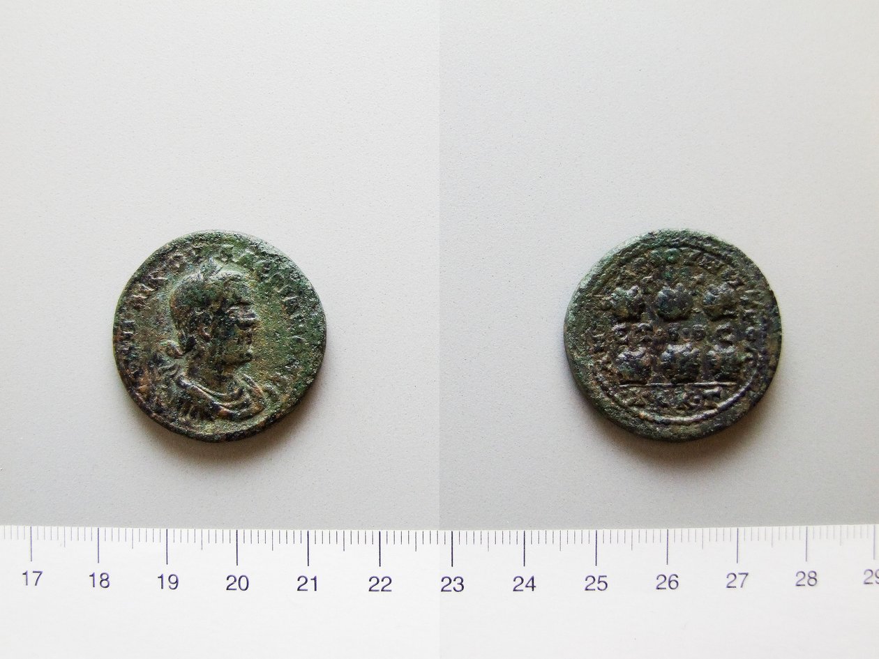 Rooman keisarin Valerianuksen kolikko; Gallienus, Rooman keisari Anazarbuksesta tekijältä Unknown