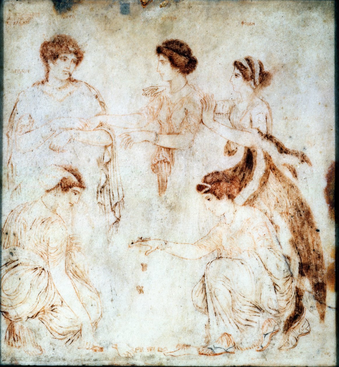 Nopansoittimet, Herculaneum, 1. vuosisadalla jKr (enkaustinen maali marmorille) tekijältä Unknown