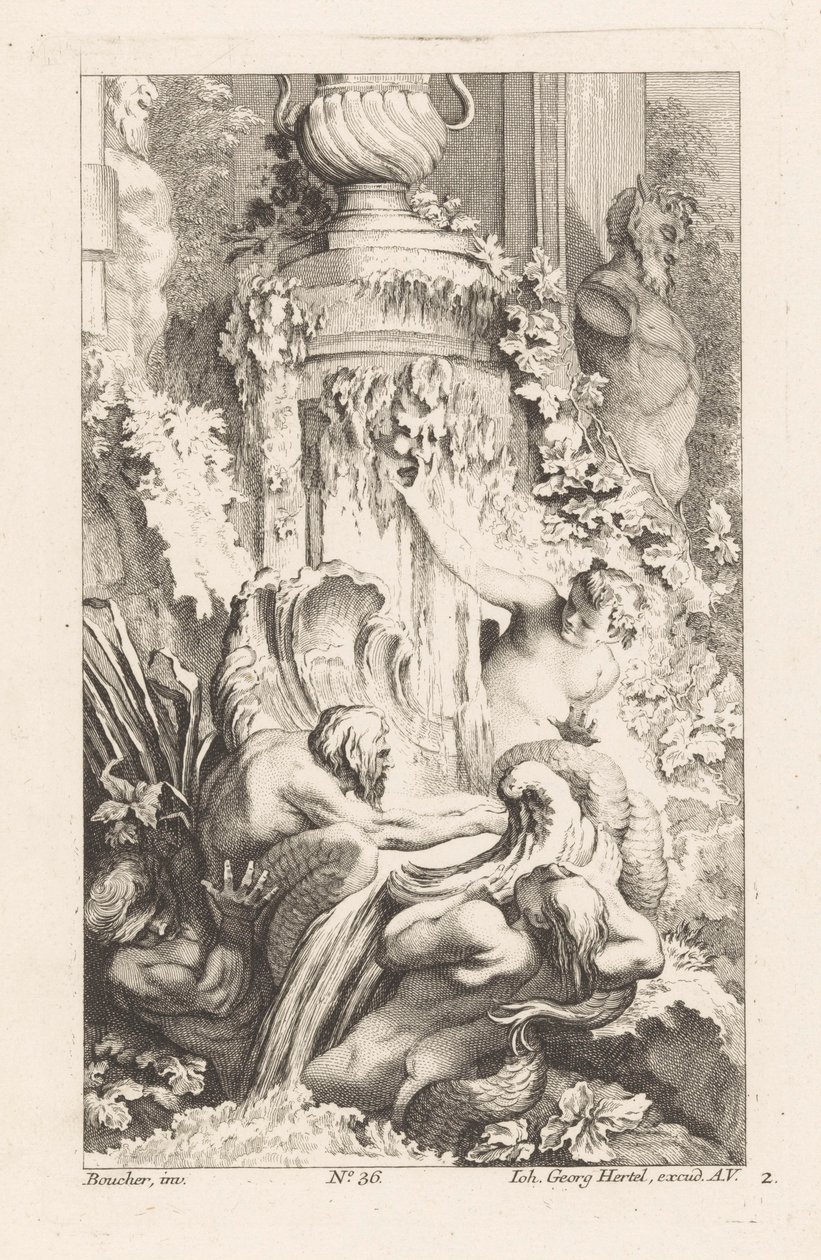 Font amb tritons i estàtua de sàtir Acabat Fontaines Diverses (títol de la sèrie). tekijältä Unknown