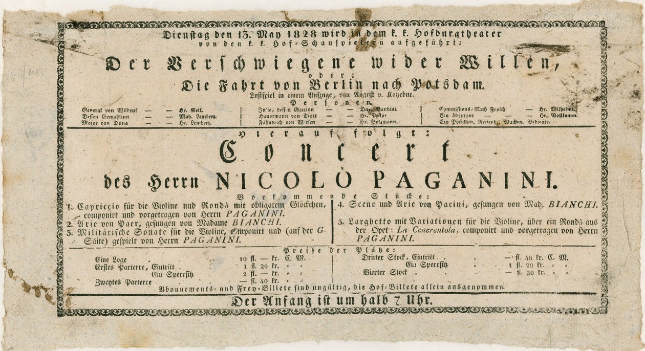 Niccolo Paganini - näytelmä tekijältä Unknown