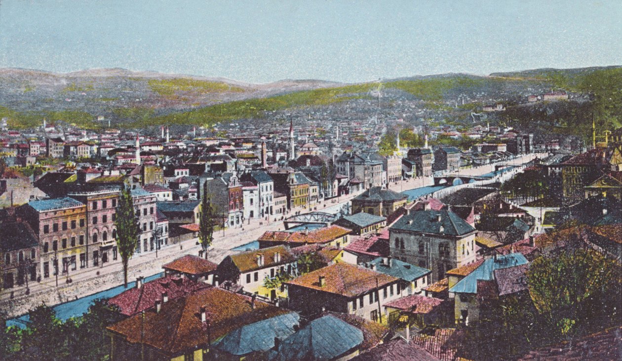 Sarajevoa ja Appelin laituria esittävä postikortti, 1913. tekijältä Unknown