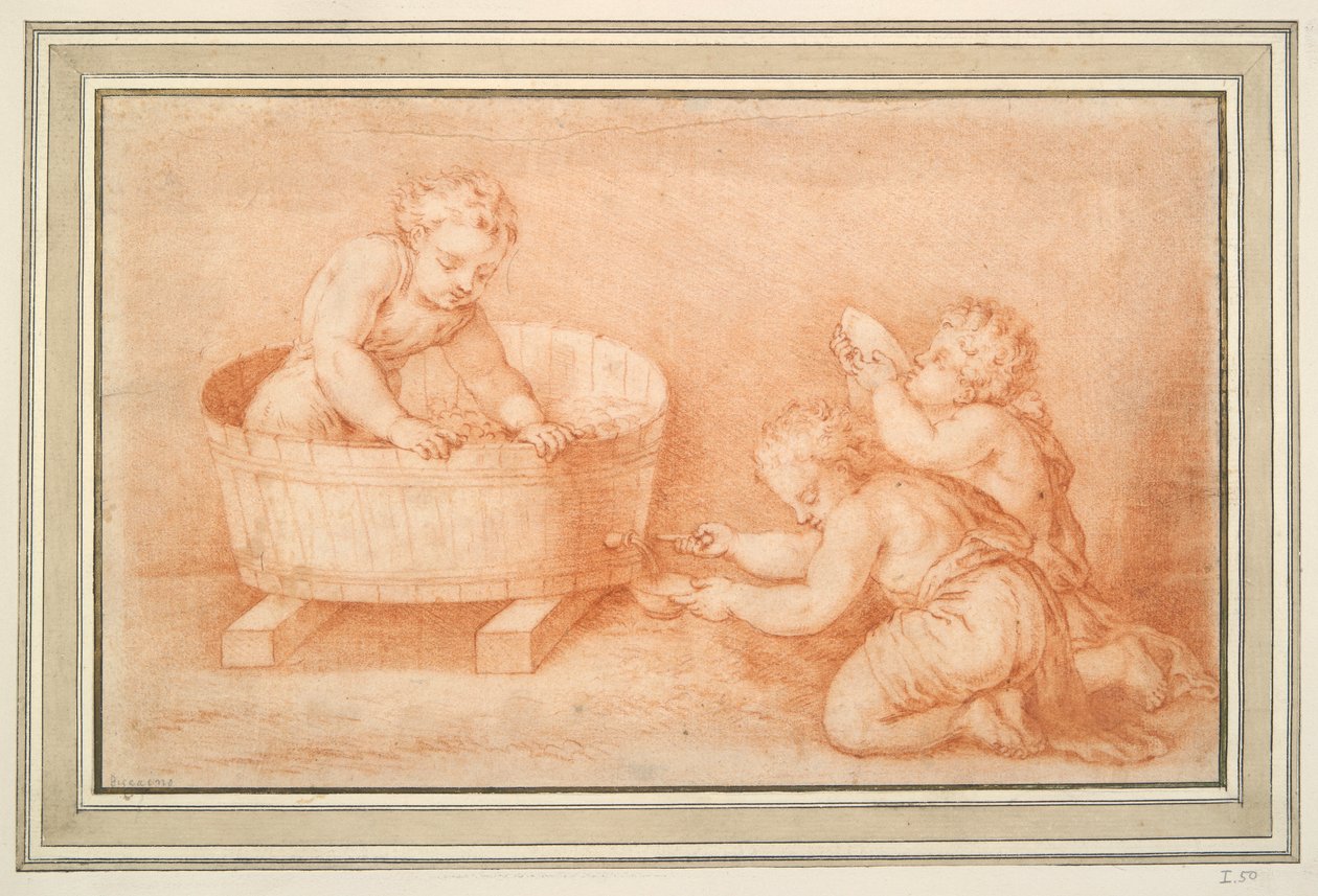 Putti tekee viiniä tekijältä Unknown