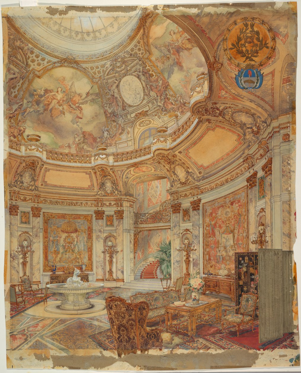 Grand Gallery of Honorin renderöinti, Palazzo Paz, Buenos Aires, Argentiina tekijältä Unknown